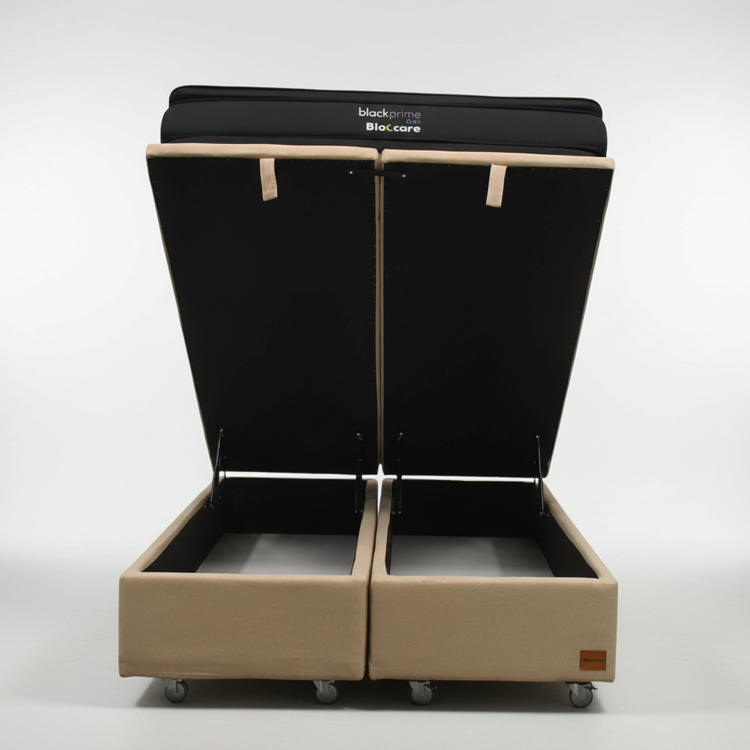 Cama Baul 2 Plaza + Colchon Black Prime - Modelo Dos / Ruedas A Eleccion (Beige) 6