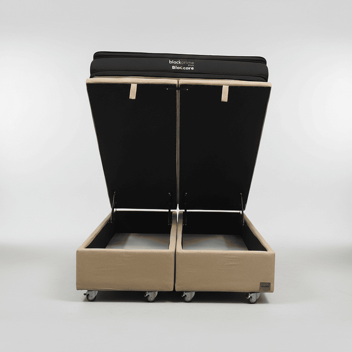 Cama Baul 2 Plaza + Colchon Black Prime - Modelo Dos / Ruedas A Eleccion (Beige) 9