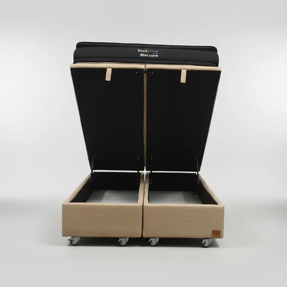 Cama Baul 2 Plaza + Colchon Black Prime - Modelo Dos / Ruedas A Eleccion (Beige) 9
