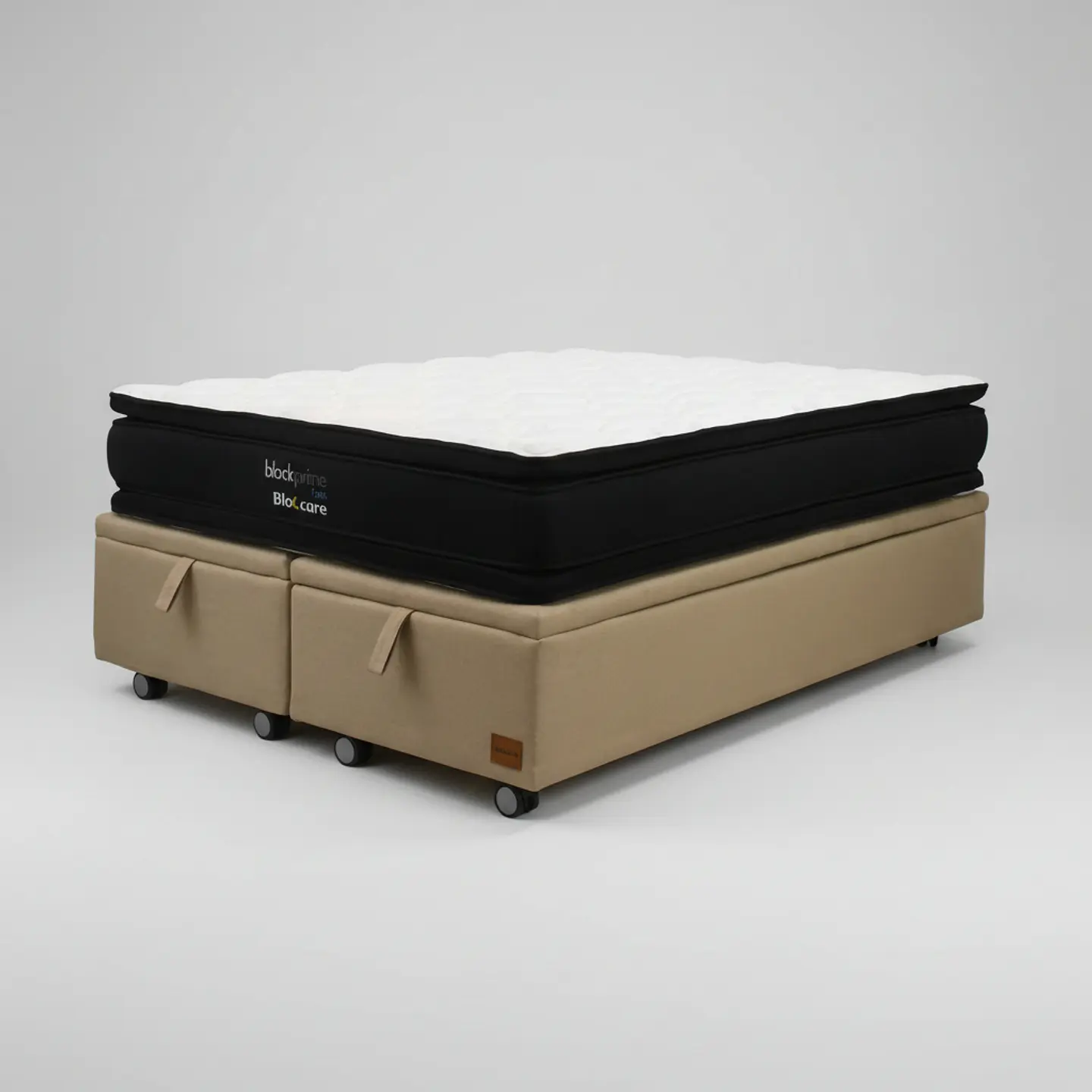 Cama Baul Super King + Colchon Black Prime - Modelo Dos / Ruedas A Eleccion (Beige) 2