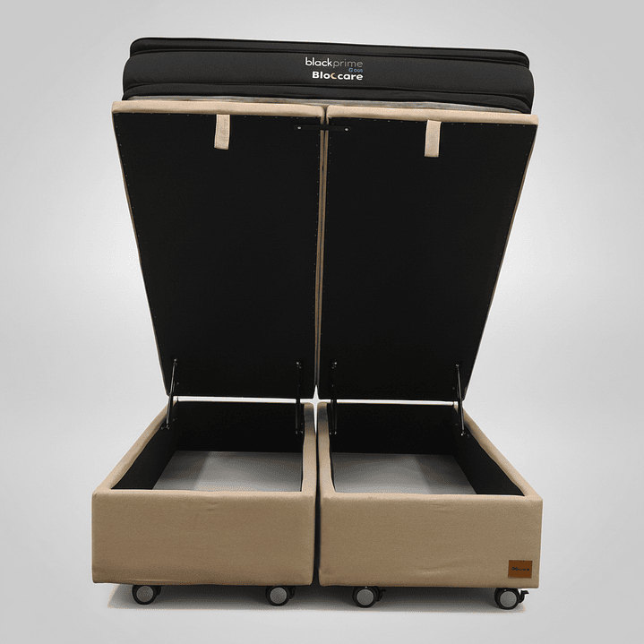 Cama Baul Super King + Colchon Black Prime - Modelo Dos / Ruedas A Eleccion (Beige) 3