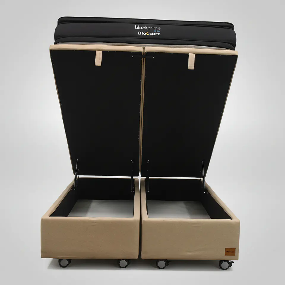 Cama Baul Super King + Colchon Black Prime - Modelo Dos / Ruedas A Eleccion (Beige) 3