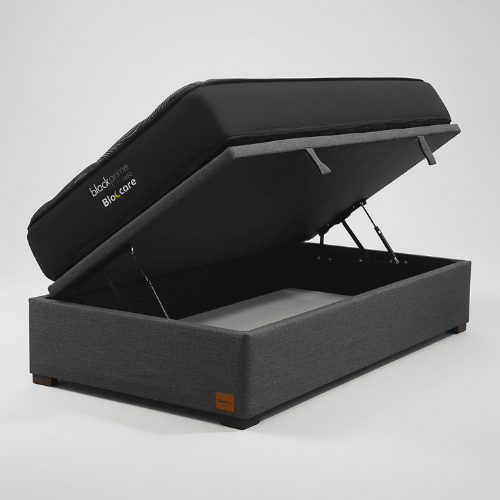 Cama Baul 1 Plaza + Colchon Black Prime - Modelo Uno / Con Patas De Madera  2