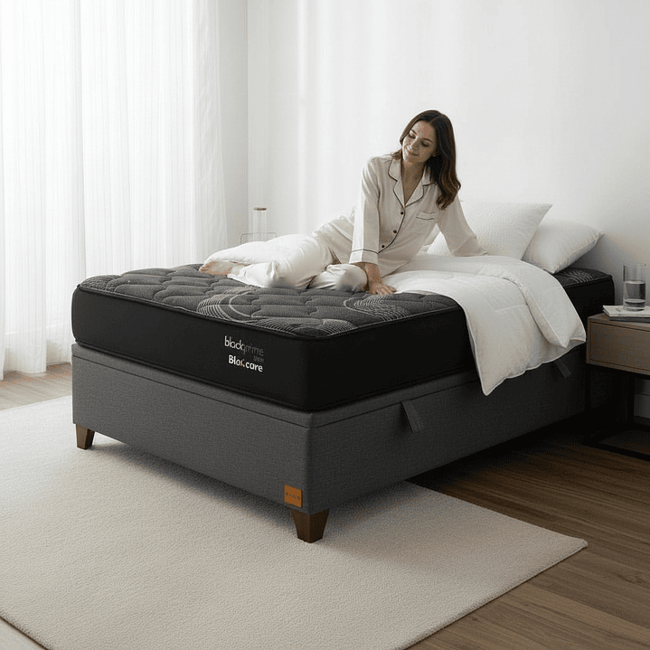 Cama Baul 1.5 Plaza + Colchon Black Prime - Modelo Uno / Con Patas De Madera  4