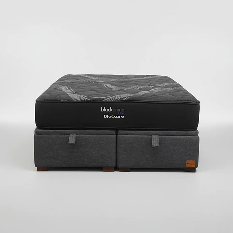 Cama Baul King + Colchon Black Prime - Modelo Uno / Con Patas De Madera 