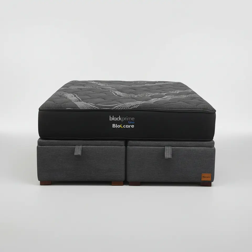 Cama Baul King + Colchon Black Prime - Modelo Uno / Con Patas De Madera  2
