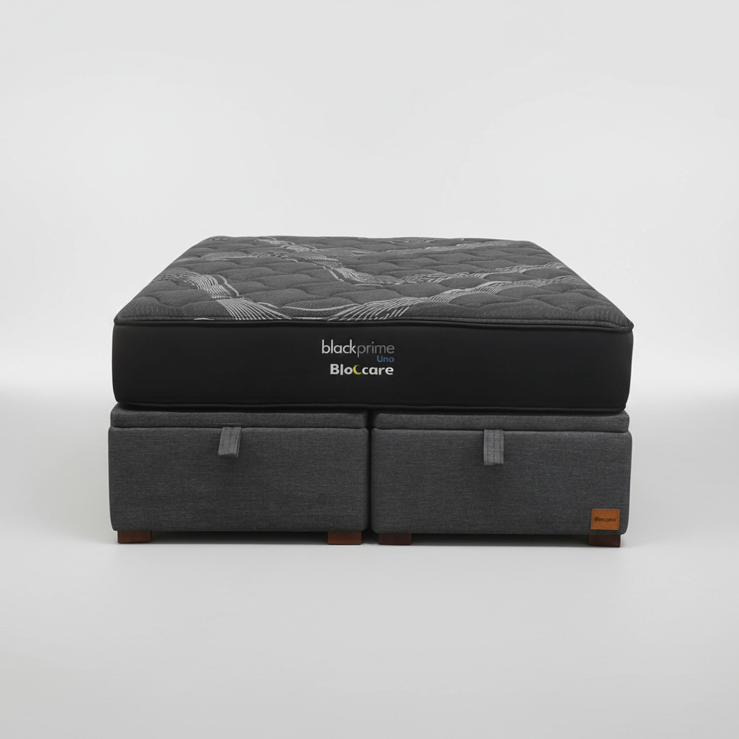 Cama Baul Super King + Colchon Black Prime - Modelo Uno / Con Patas De Madera  2