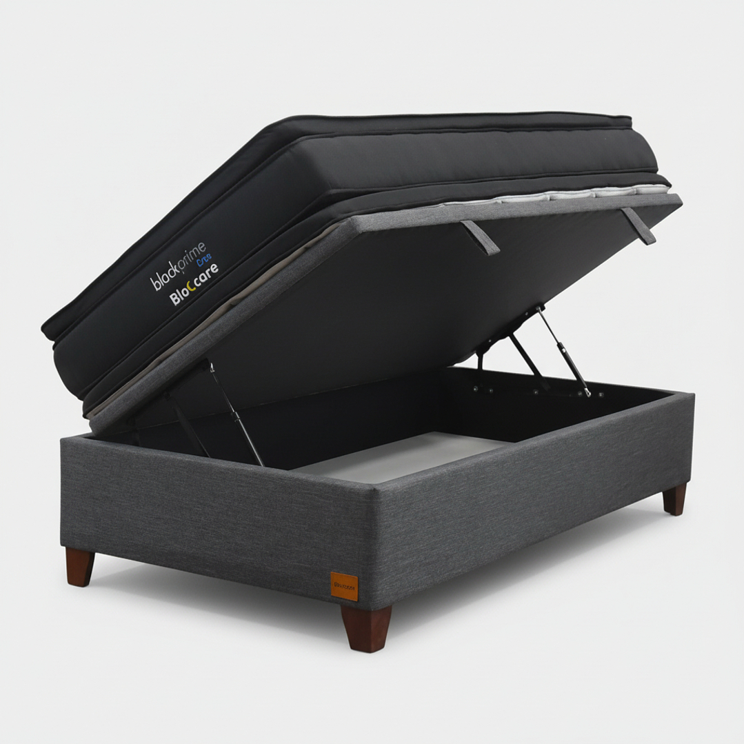 Cama Baul 1.5 Plaza + Colchon Black Prime - Modelo Dos / Con Patas De Madera  5