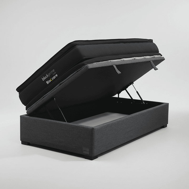 Cama Baul 1.5 Plaza + Colchon Black Prime - Modelo Dos / Con Patas De Madera  2