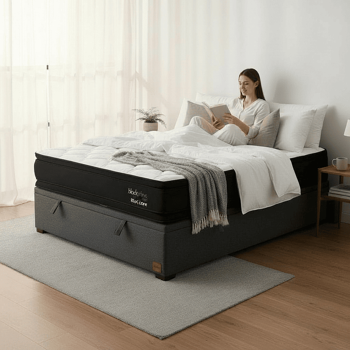 Cama Baul 1.5 Plaza + Colchon Black Prime - Modelo Dos / Con Patas De Madera  4