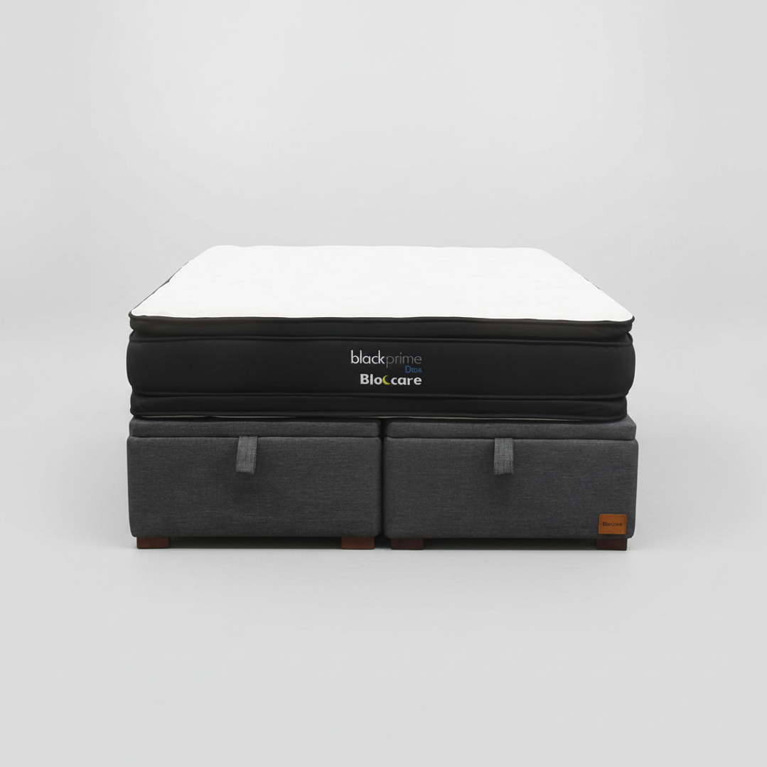 Cama Baul 2 Plazas + Colchon Black Prime - Modelo Dos / Con Patas De Madera 2