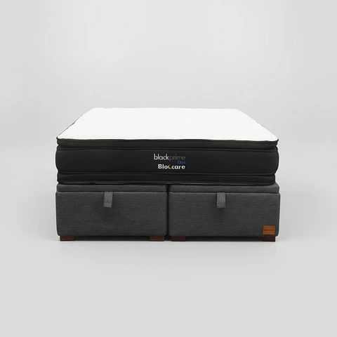 Cama Baul King + Colchon Black Prime - Modelo Dos / Con Patas De Madera