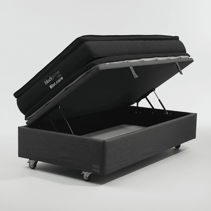 Cama Baul 1.5 Plaza + Colchon Black Prime - Modelo Dos / Ruedas A Eleccion (Gris) 6