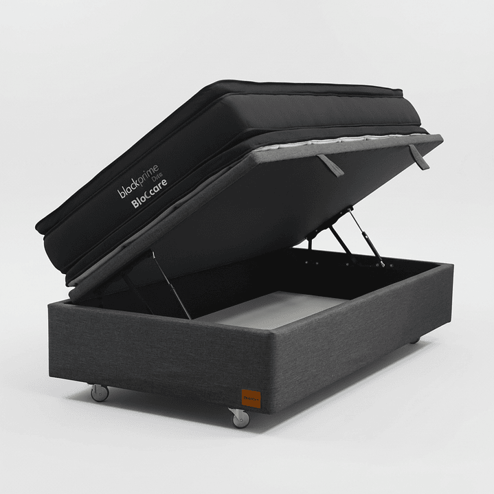 Cama Baul 1.5 Plaza + Colchon Black Prime - Modelo Dos / Ruedas A Eleccion (Gris) 4