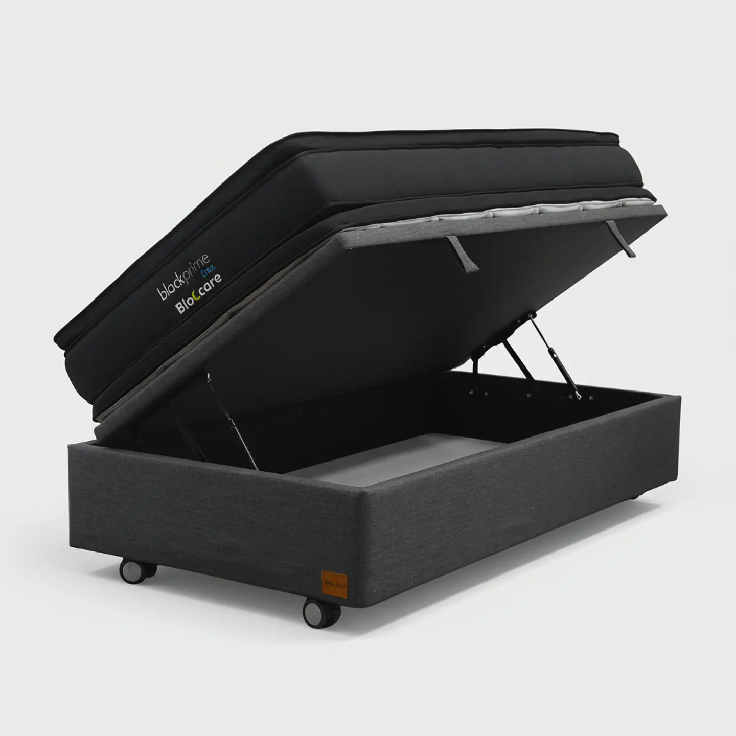 Cama Baul 1.5 Plaza + Colchon Black Prime - Modelo Dos / Ruedas A Eleccion (Gris) 2