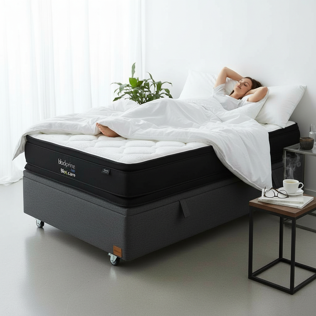 Cama Baul 1.5 Plaza + Colchon Black Prime - Modelo Dos / Ruedas A Eleccion (Gris) 1