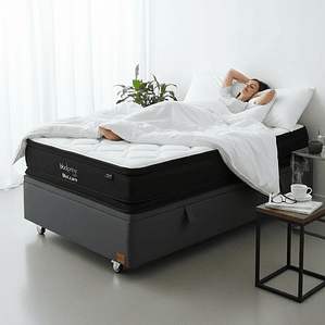 Cama Baul 1.5 Plaza + Colchon Black Prime - Modelo Dos / Ruedas A Eleccion (Gris)