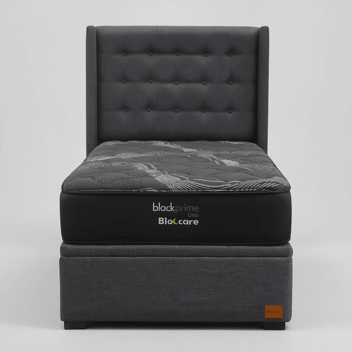 Cama Baul 1 Plaza + Colchon Black Prime - Modelo Uno + Respaldo / Con Patas  2