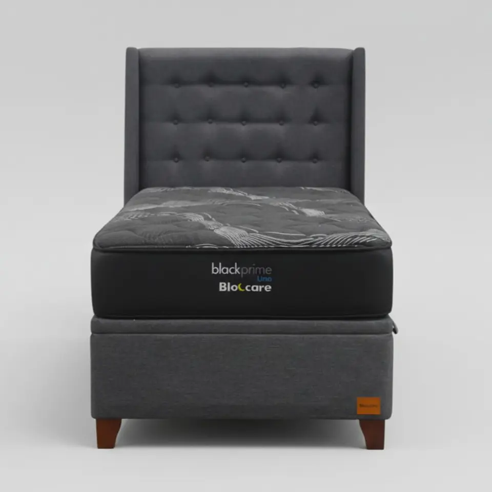 Cama Baul 1 Plaza + Colchon Black Prime - Modelo Uno + Respaldo / Con Patas  5