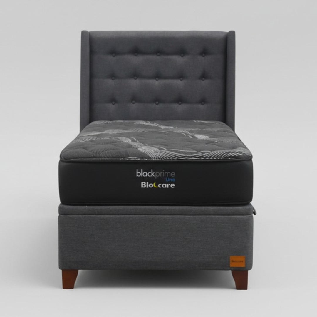 Cama Baul 1.5 Plaza + Colchon Black Prime - Modelo Uno + Respaldo / Con Patas  5