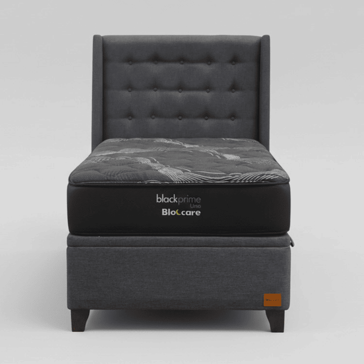 Cama Baul 1.5 Plaza + Colchon Black Prime - Modelo Uno + Respaldo / Con Patas  5