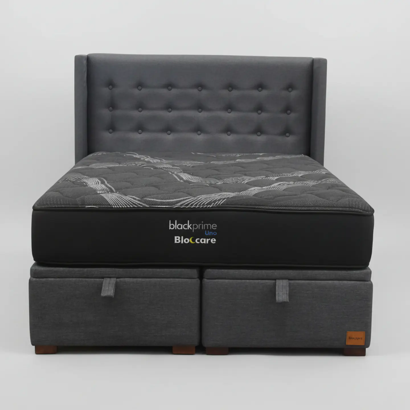 Cama Baul 2 Plazas + Colchon Black Prime - Modelo Uno + Respaldo / Con Patas  2