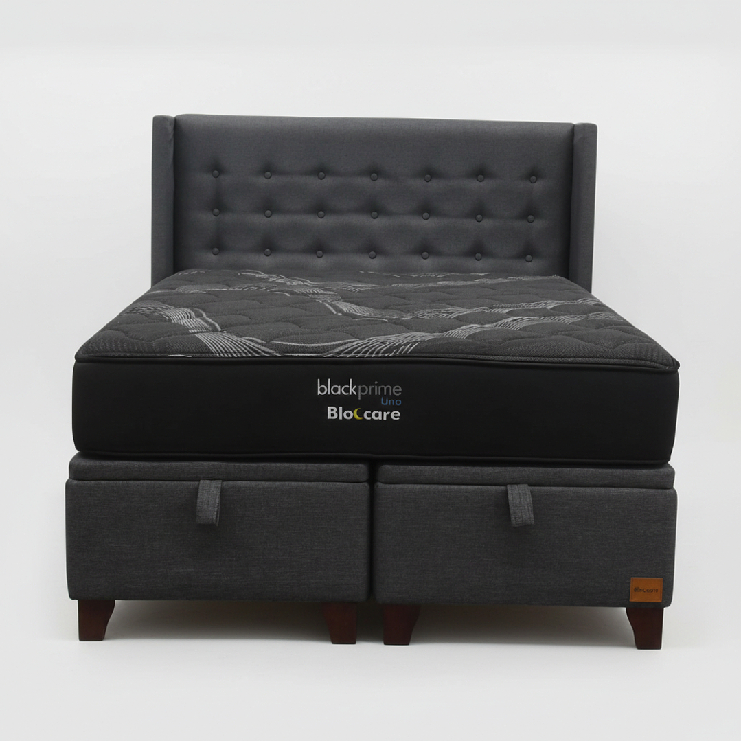 Cama Baul 2 Plazas + Colchon Black Prime - Modelo Uno + Respaldo / Con Patas  5