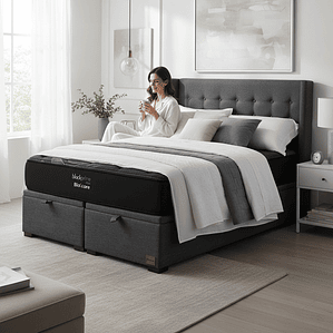 Cama Baul King + Colchon Black Prime - Modelo Uno + Respaldo / Con Patas 