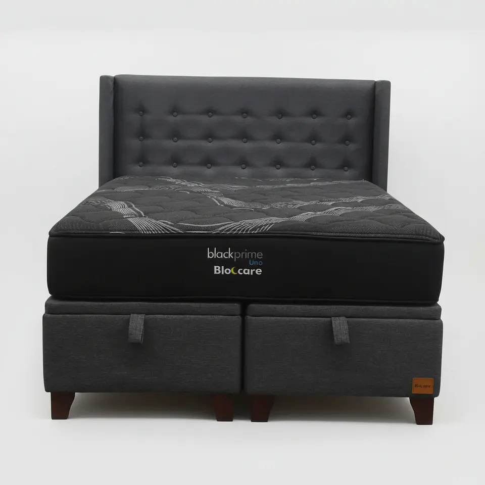 Cama Baul King + Colchon Black Prime - Modelo Uno + Respaldo / Con Patas  5