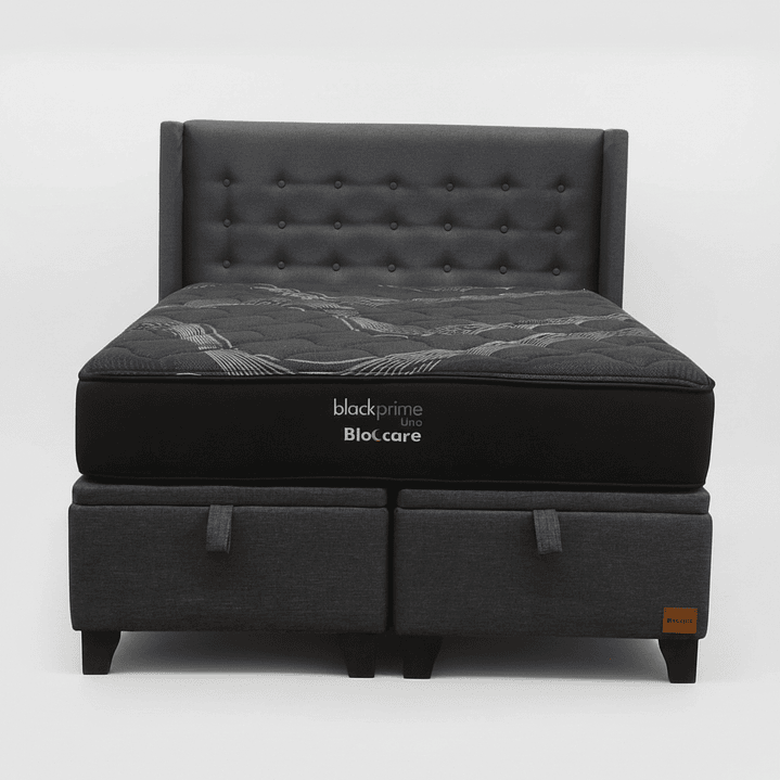 Cama Baul Super King + Colchon Black Prime - Modelo Uno + Respaldo / Con Patas  5