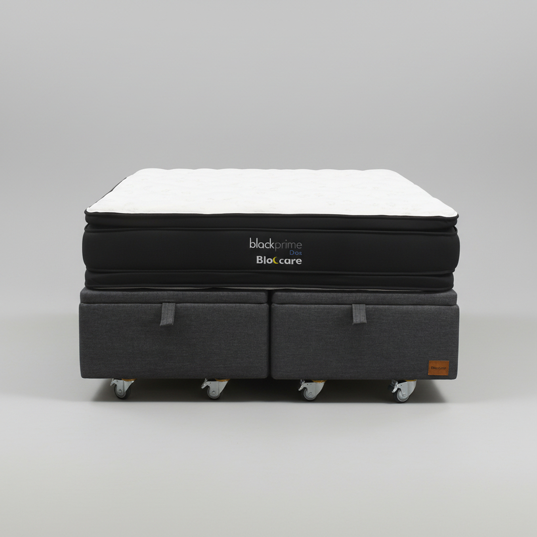 Cama Baul 2 Plaza + Colchon Black Prime - Modelo Dos / Ruedas A Eleccion (Gris) 6