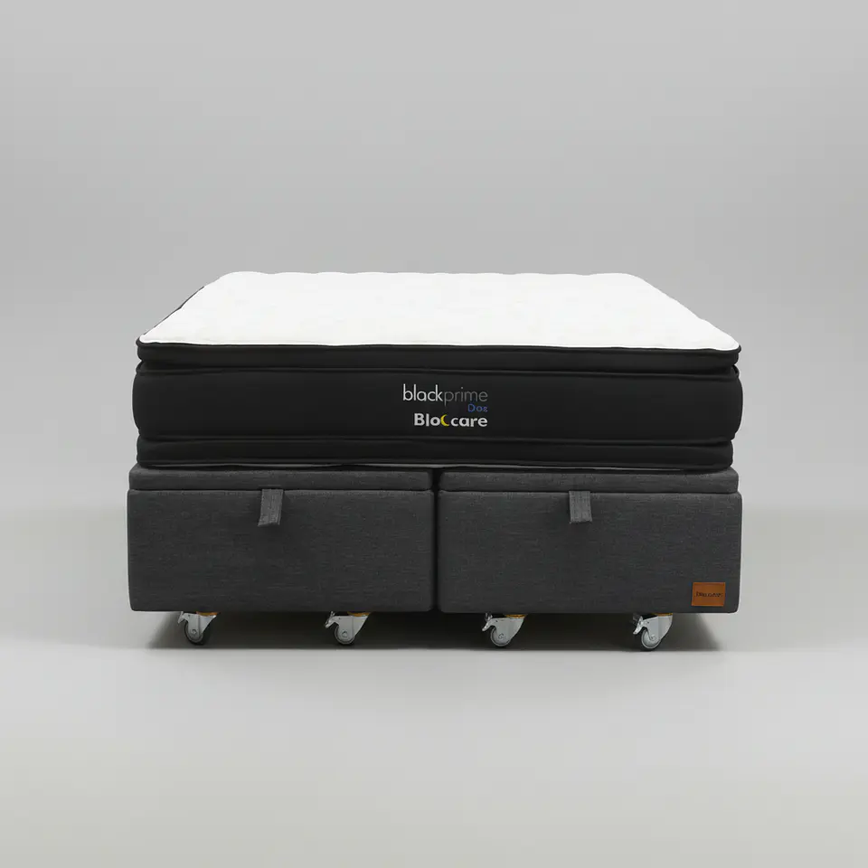 Cama Baul 2 Plaza + Colchon Black Prime - Modelo Dos / Ruedas A Eleccion (Gris) 8