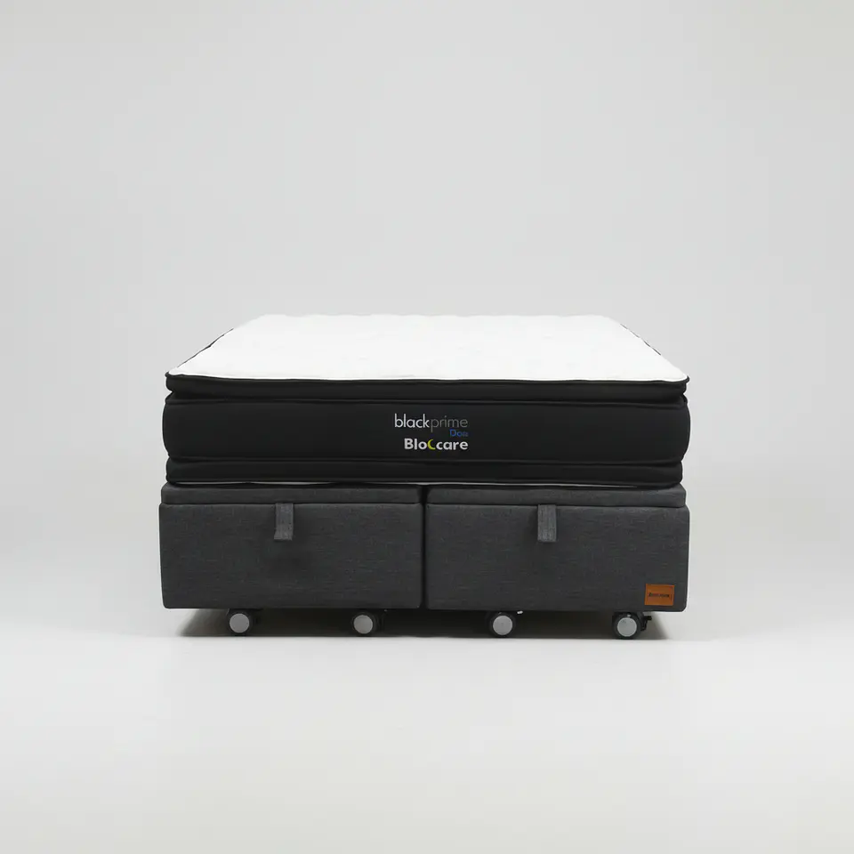 Cama Baul 2 Plaza + Colchon Black Prime - Modelo Dos / Ruedas A Eleccion (Gris) 2
