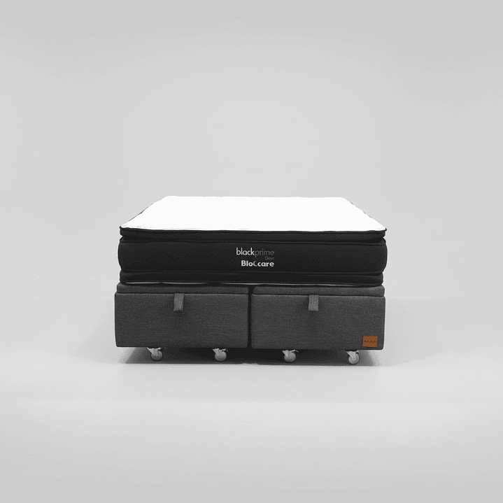 Cama Baul 2 Plaza + Colchon Black Prime - Modelo Dos / Ruedas A Eleccion (Gris) 4