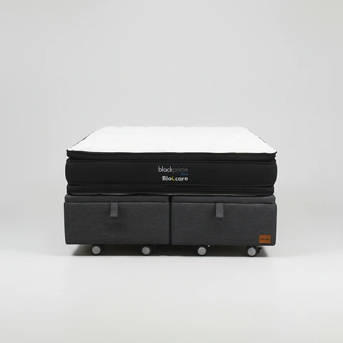 Cama Baul King + Colchon Black Prime - Modelo Dos / Ruedas A Eleccion (Gris)