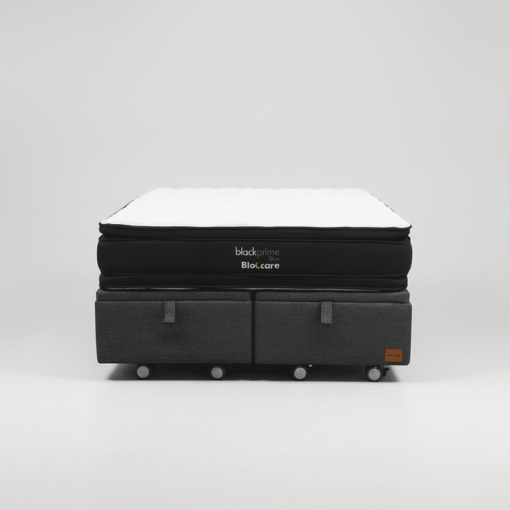 Cama Baul King + Colchon Black Prime - Modelo Dos / Ruedas A Eleccion (Gris) 2