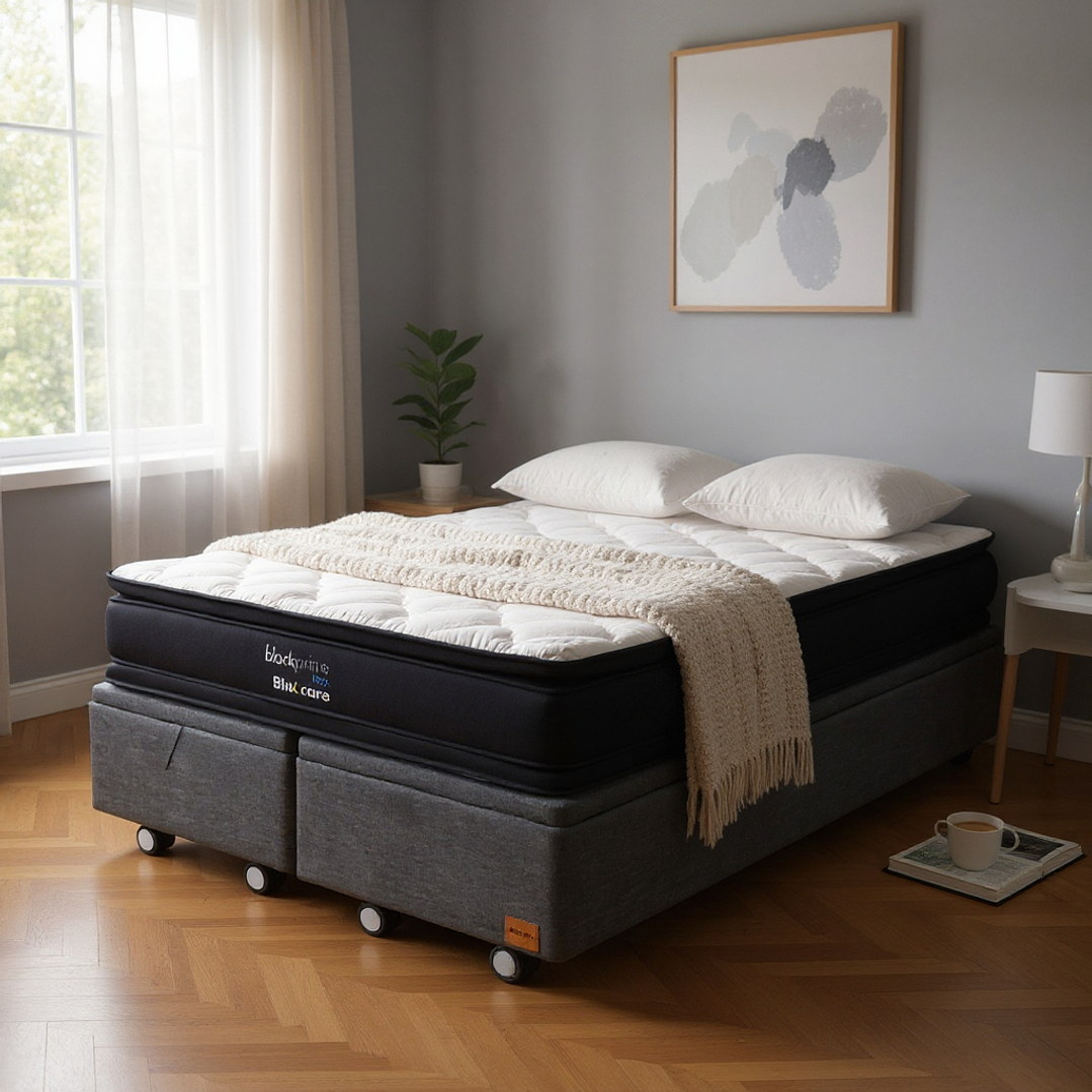 Cama Baul King + Colchon Black Prime - Modelo Dos / Ruedas A Eleccion (Gris) 1