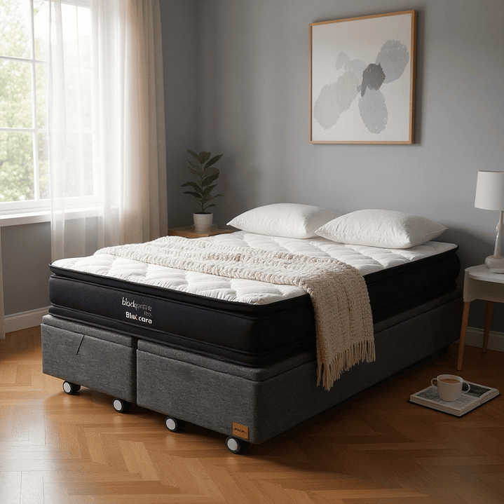 Cama Baul King + Colchon Black Prime - Modelo Dos / Ruedas A Eleccion (Gris) 1