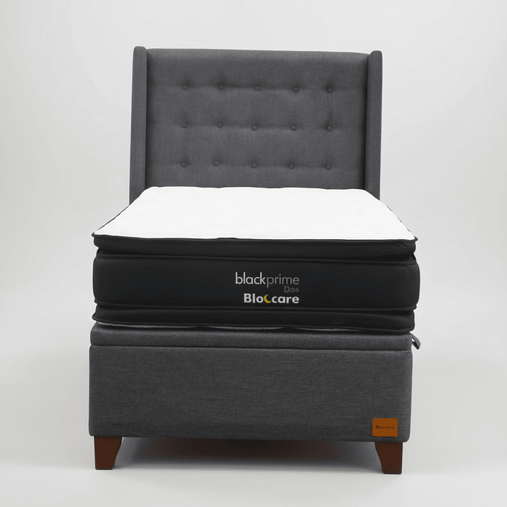 Cama Baul 1.5 Plaza + Colchon Black Prime - Modelo Dos + Respaldo / Con Patas 5