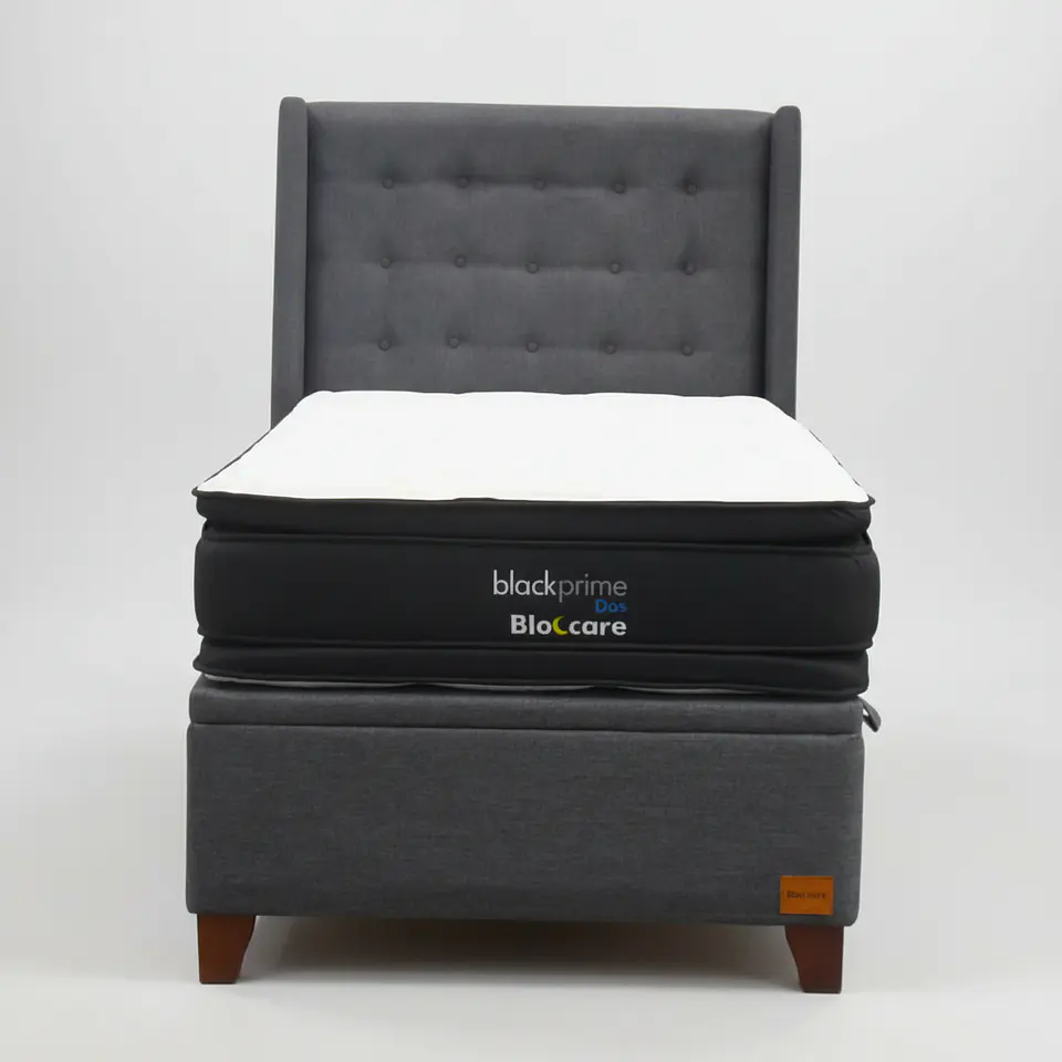 Cama Baul 1.5 Plaza + Colchon Black Prime - Modelo Dos + Respaldo / Con Patas 5