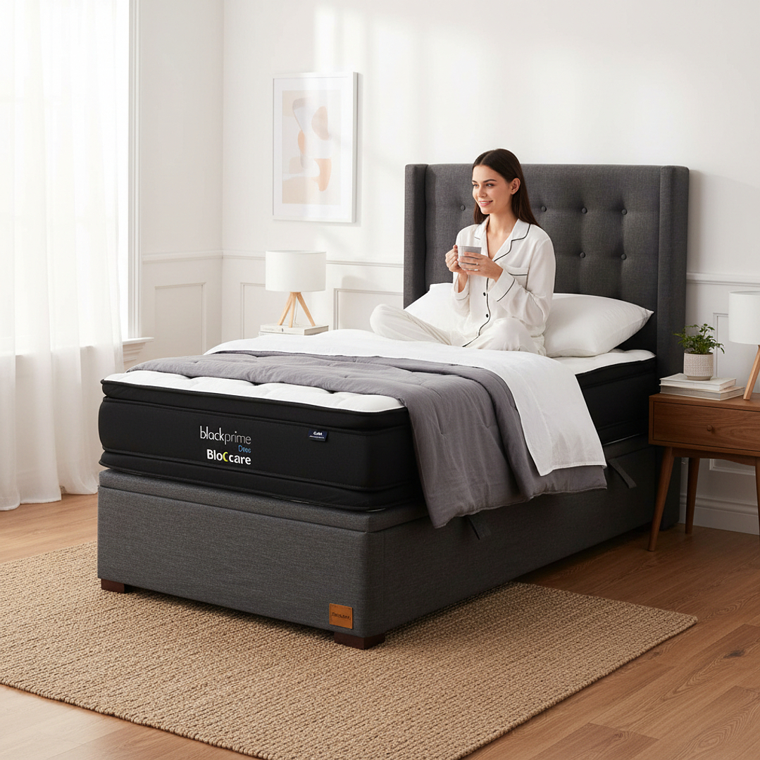 Cama Baul 1.5 Plaza + Colchon Black Prime - Modelo Dos + Respaldo / Con Patas 4