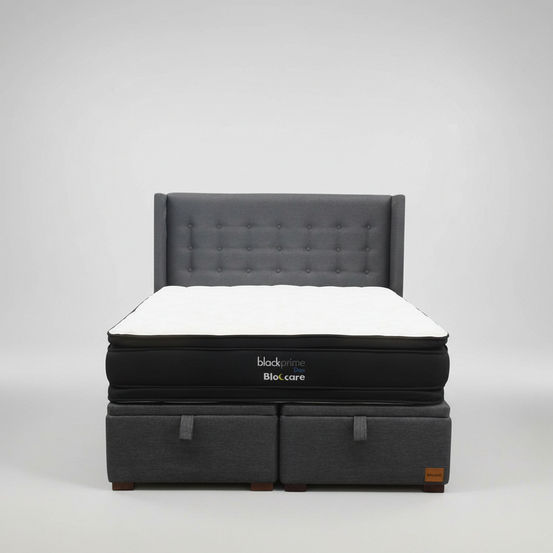 Cama Baul 2 Plazas + Colchon Black Prime - Modelo Dos + Respaldo / Con Patas 2