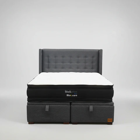 Cama Baul 2 Plazas + Colchon Black Prime - Modelo Dos + Respaldo / Con Patas