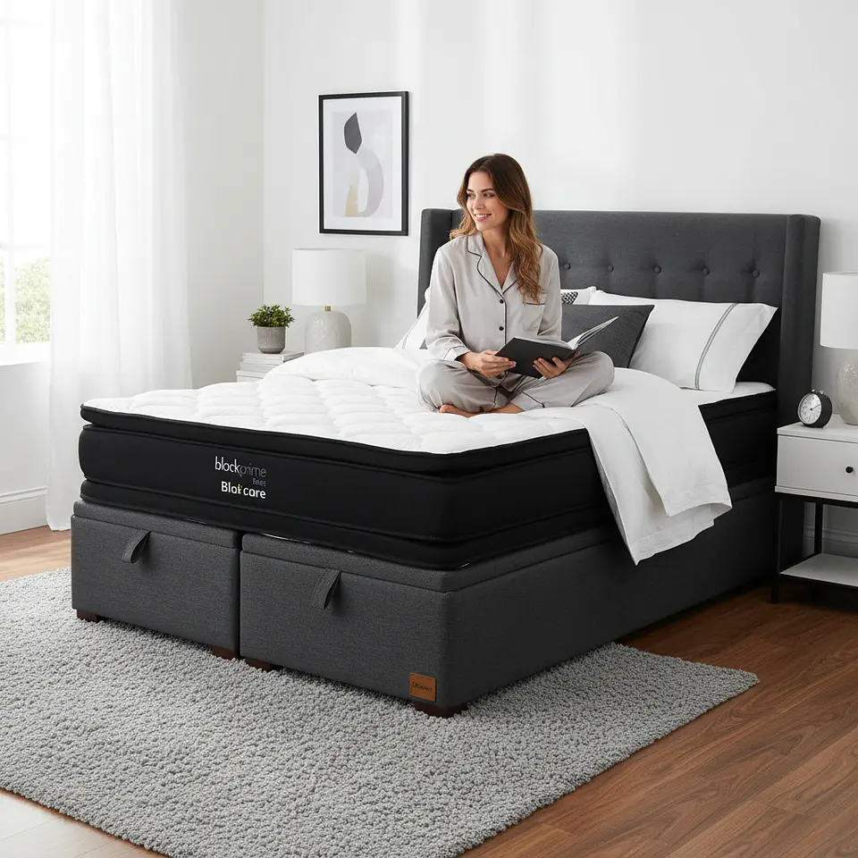 Cama Baul 2 Plazas + Colchon Black Prime - Modelo Dos + Respaldo / Con Patas 4