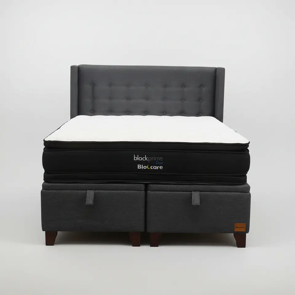 Cama Baul 2 Plazas + Colchon Black Prime - Modelo Dos + Respaldo / Con Patas 5