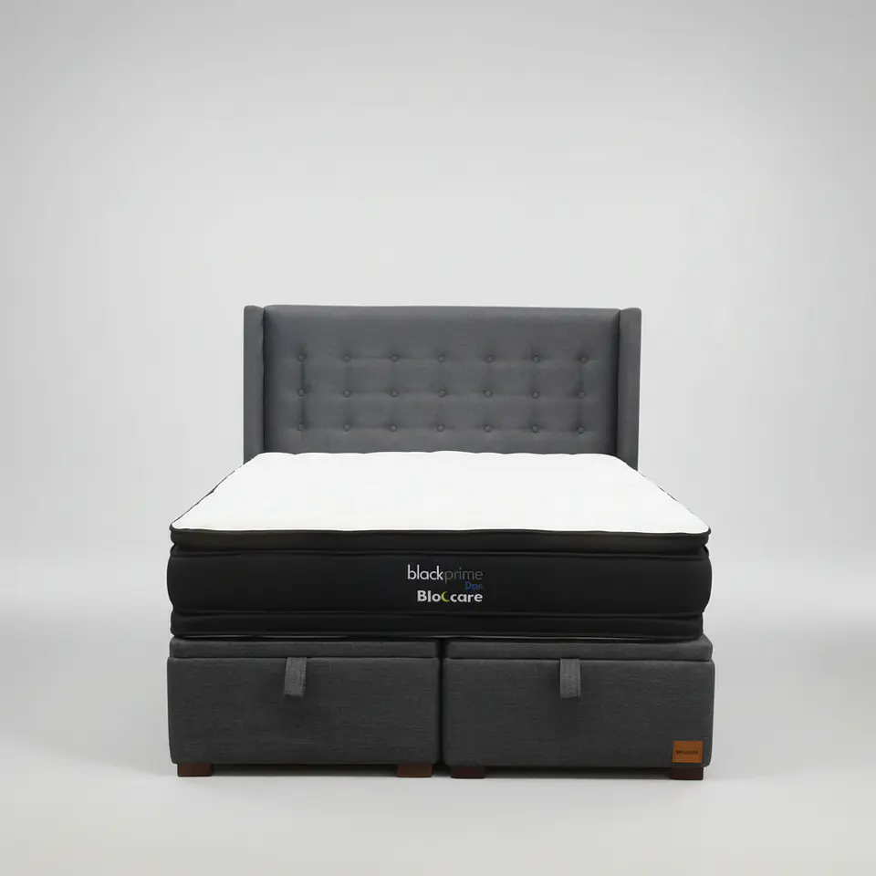 Cama Baul King + Colchon Black Prime - Modelo Dos + Respaldo / Con Patas 2