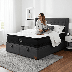 Cama Baul Super King + Colchon Black Prime - Modelo Dos + Respaldo / Con Patas