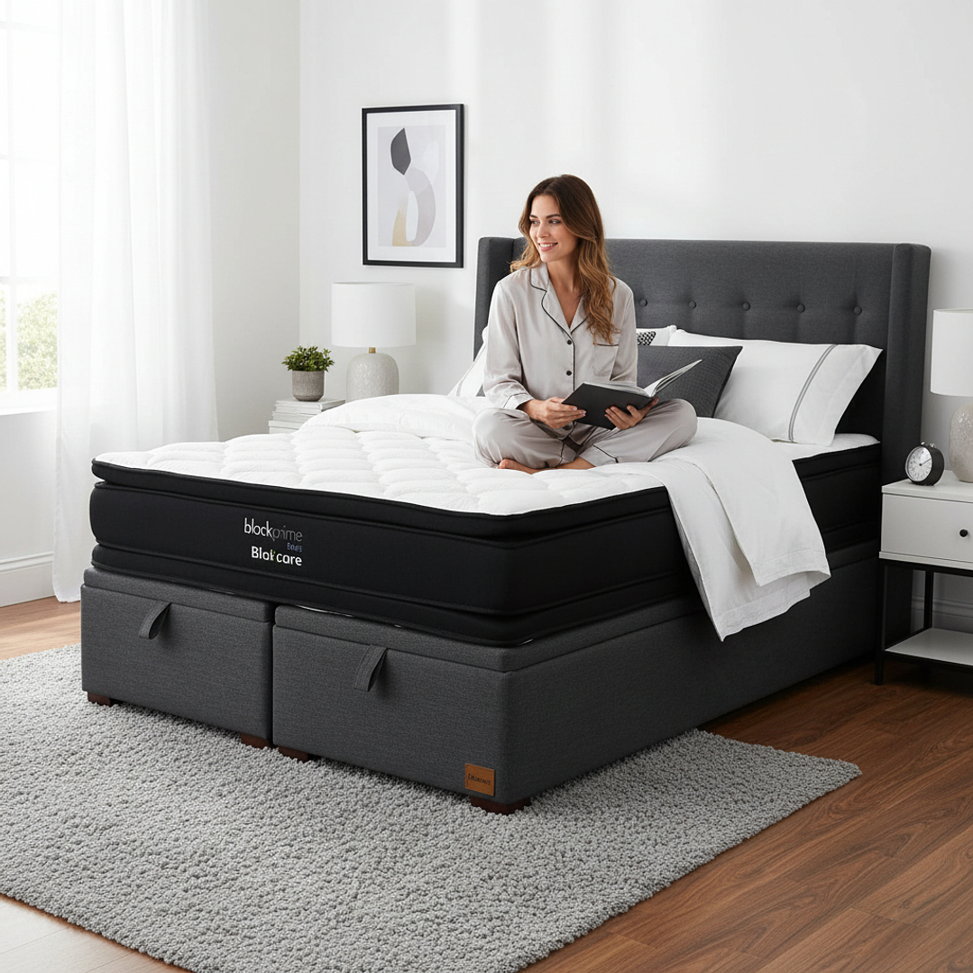 Cama Baul Super King + Colchon Black Prime - Modelo Dos + Respaldo / Con Patas 4