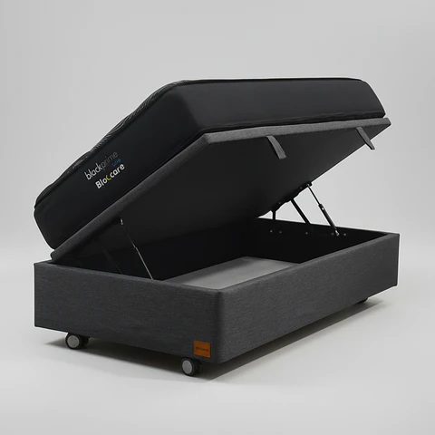 Cama Baul 1 Plaza + Colchon Black Prime - Modelo Uno / Ruedas A Eleccion (Gris)