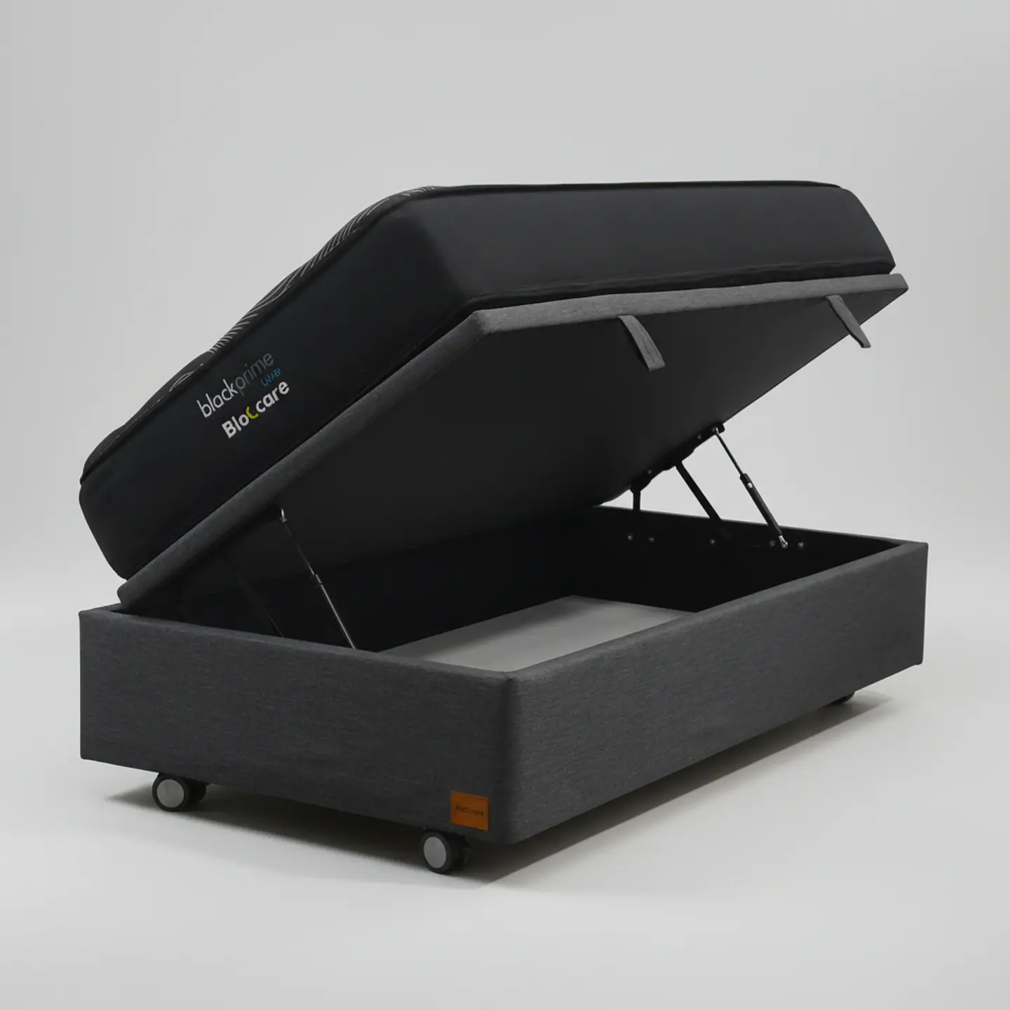 Cama Baul 1 Plaza + Colchon Black Prime - Modelo Uno / Ruedas A Eleccion (Gris) 2